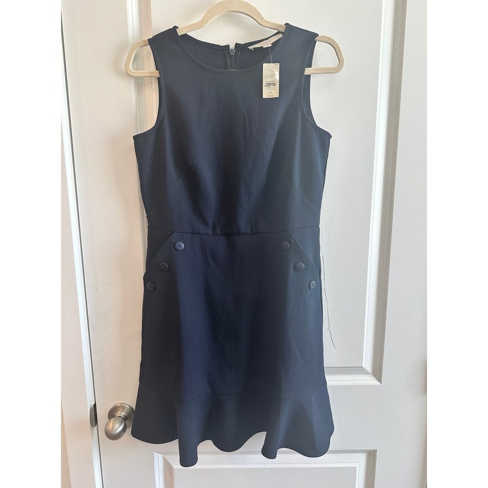 LOFT Navy Blue Dress Sleeveless size 4P Classic Timeless Career